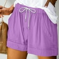 thumbnail image 1 of Idoravan Shorts for Women Women's Solid Casual Loose Pockets Drawstring Short Pants, 1 of 5