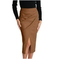 thumbnail image 1 of Skirts for Women 2025 Summer Women's Summer Fashion Fold Vent Solid Color Skirt, 1 of 4