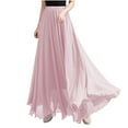 thumbnail image 1 of Idoravan Skirt for Women Clearance Womens Fashion Solid Color High Waist Elastic Waist Mmulti-storey Beach Skirt, 1 of 6