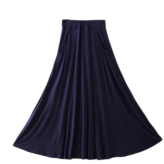 Idoravan Skirts for Women 2025 Skirt for Women Clearance under $10.00 Women's Solid Color Fashionable Large Skirt With Loose Pockets Long Skirt