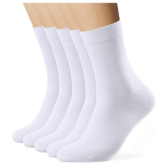 Idoravan Socks for Men Mid Crew 5 Pairs Men Comfortable Sports Socks Slippers Solid Color Business Socks