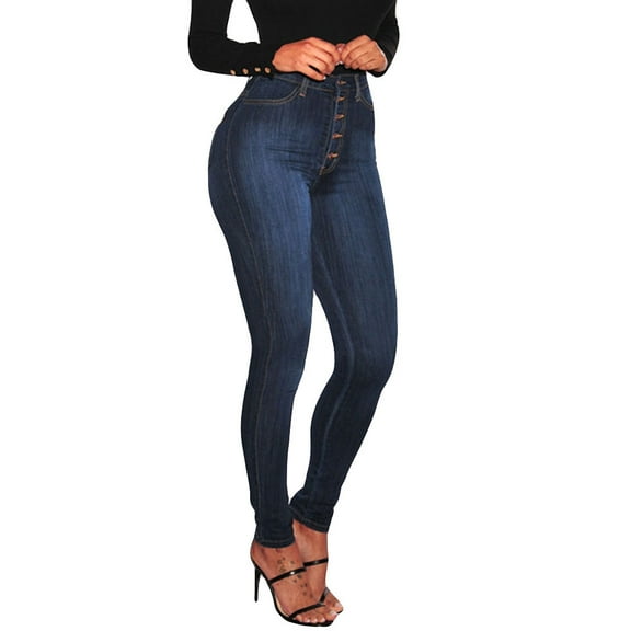 Idoravan Stretchy Jeans for Women Skinny Women High Waisted Skinny Stretch Slim Pants Calf Length