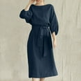 thumbnail image 1 of Idoravan Summer Dresses for Women Women's Fashion Round Neck Loose Short Sleeve Solid Mid-Calf Dress Long Dress, 1 of 8