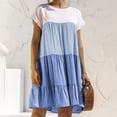 thumbnail image 1 of Idoravan Summer Dresses for Women Women's Round Neck Short Sleeve Color Matching Loose Dress, 1 of 8