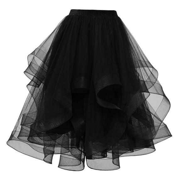 Black and Friday Clothing Sales Summer Long Skirts for Women Fashion Skirt Womens Ladies Solid Skirts Puff Hem Mesh Long Skirt