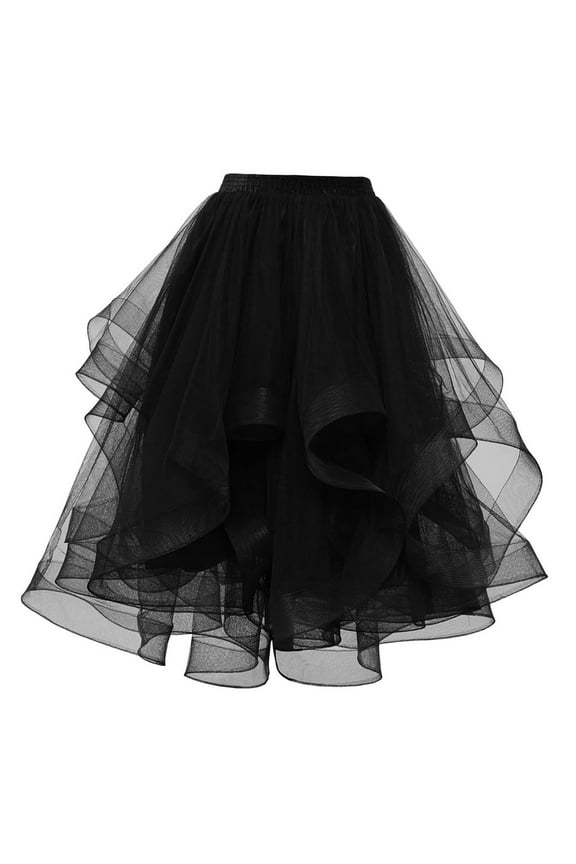Black and Friday Clothing Sales Summer Long Skirts for Women Fashion Skirt Womens Ladies Solid Skirts Puff Hem Mesh Long Skirt
