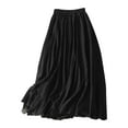 thumbnail image 1 of Idoravan Summer Long Skirts for Women Women's Solid Color And Loose Fitting Round Neck Mid Sleeved Cool Dress, 1 of 6