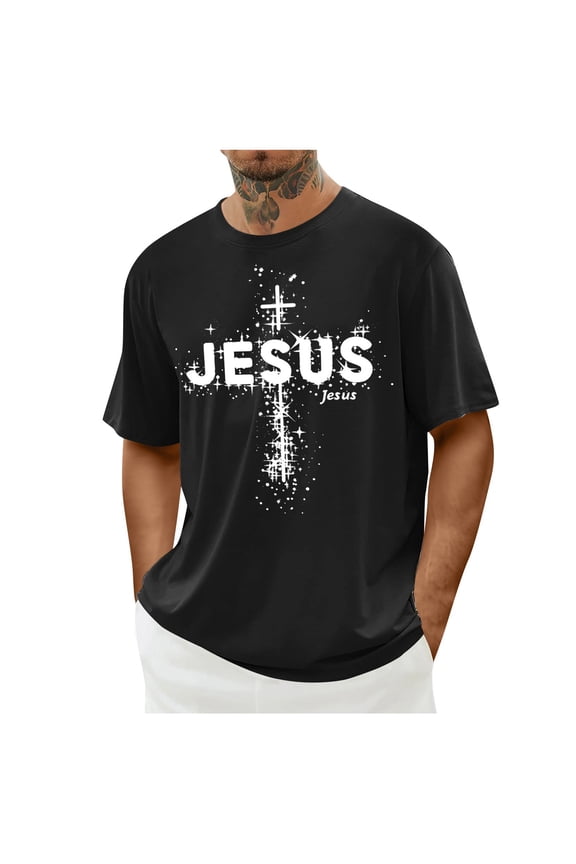 Summer 2025 Summer Clothes for Men T-Shirt Men's Casual Short Sleeve Easter Print Crew-neck Top Short Sleeve Crew-neck Top/shirt