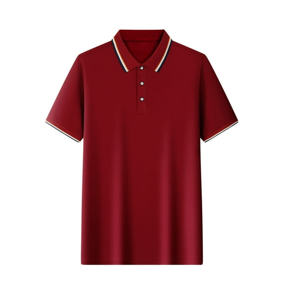 Idoravan Summer 2025 Summer Clothes for Men T-Shirt Men's Casual Neck Turndown Collar Sleeved Blouse