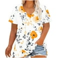 thumbnail image 1 of Idoravan Summer Women's Tops Women Plus Size Short Sleeves V-Neck Print Blouse Pullover Tops Shirt, 1 of 5