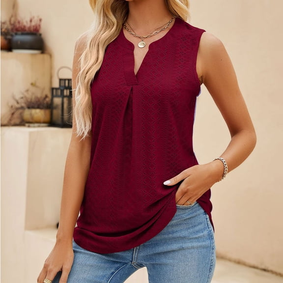 Idoravan Tank Tops for Women Casual Fashion Women Knitted V-Neck Ladies Solid SlimTank Top