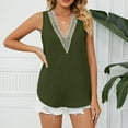 thumbnail image 1 of Idoravan Tank Tops for Women Fashion Women's Ladies V Neck Lace ing Tops Solid Color Sleeveless Blouse Vest, 1 of 7
