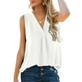 thumbnail image 1 of Idoravan Tank Tops for Women Women Blouse T-shirt Tunic Tops Loose Casual Sleeveless V-Neck Solid Casual, 1 of 9