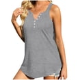 thumbnail image 1 of Idoravan Tank Tops for Women Women Casual Sleeveless V-Neck Loose Solid Buttons Pullover Fashion Blouse Tank Tops, 1 of 5