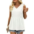 thumbnail image 1 of Idoravan Tank Tops for Women Women Fashion Leisure Solid Sleeveless V-Neck Tank Tops, 1 of 8