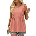 thumbnail image 1 of Idoravan Tank Tops for Women Clearance Women Fashion Leisure Solid Sleeveless V-Neck Tank Tops, 1 of 9