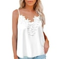 thumbnail image 1 of Idoravan Tank Tops for Women Women's Fashion Casual Summer Sling Solid Color Sleeveless Lace V-Neck Top, 1 of 6