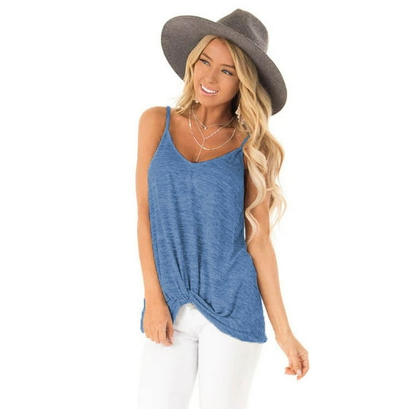 Idoravan Tank Tops for Women Clearance Women's Summer European And American Leisure Comfortable Solid Color Kink Sling