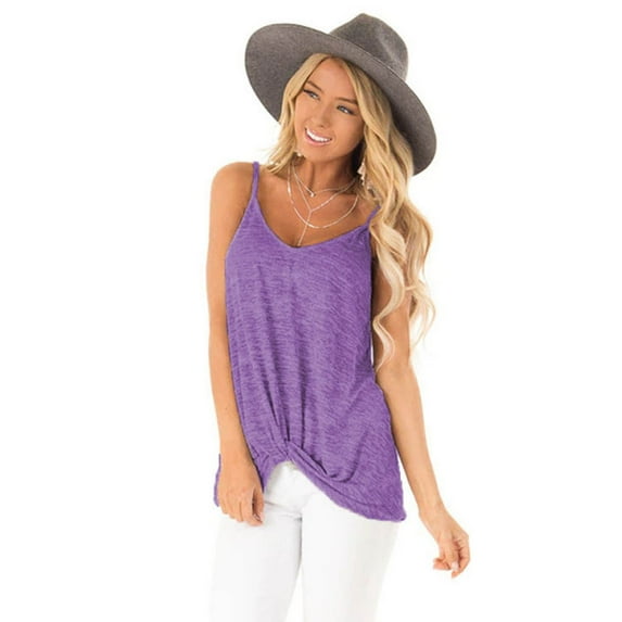 Idoravan Tank Tops for Women Clearance Women's Summer European And American Leisure Comfortable Solid Color Kink Sling