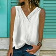 thumbnail image 1 of Idoravan Tank Tops for Women Clearance Womens Lmitation Linen Tops Shirt Ladies V Neck Loose Sleeveless Blouse Tee Vest, 1 of 7