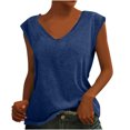 thumbnail image 1 of Idoravan Tank Tops for Women Womens Solid Color Cap Sleeve Blouses T-Shirt Casual Loose Fit Basic Shirts Tank Tops, 1 of 8