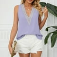 thumbnail image 1 of Idoravan Tank Tops for Women Fashion Women's Ladies V Neck Lace ing Tops Solid Color Sleeveless Blouse Vest, 1 of 7