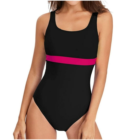 Idoravan Tankini Swimsuits for Women Plus Size Women's One-piece Swimsuit with Micro Elastic Suspender and Open Back Bikini Swimsuit Hot Pink XL