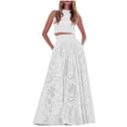 thumbnail image 1 of Idoravan Two Piece Sets for Women Outfit Long Skirts for Women Summer Women's Casual Solid Long Hollow Out Dress with Pocket Sleeveless Round-Neck Vests Blouses Sets Zipper Vest, 1 of 4