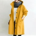 thumbnail image 1 of Idoravan Winter Coats for Women Plus Size Clearance Women Jacket Hooded Windproof Lightweight Plus Size Packable Long Windbreaker Outdoor Travel Hiking Trench Coats Yellow XXL, 1 of 7