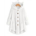 thumbnail image 1 of Idoravan Winter Coats for Women Plus Size Fashion Women's Button V-Neck Pullover Tops Long Sleeve Hooded Blouse Ciat White XXXXXL, 1 of 4