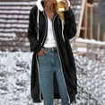 thumbnail image 1 of Idoravan Winter Coats for Women Plus Size Fashion Women's Zipper V-Neck Pullover Tops Long Sleeve Hooded Blouse Coat Black L, 1 of 5