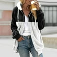 thumbnail image 1 of Idoravan Winter Coats for Women Plus Size Fashion Women's Zipper V-Neck Pullover Tops Long Sleeve Hooded Blouse Sweatshirt Black XL, 1 of 5