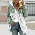 thumbnail image 1 of Idoravan Winter Coats for Women Plus Size Fashion Women's Zipper V-Neck Pullover Tops Long Sleeve Hooded Blouse Sweatshirt Green XXXL, 1 of 5