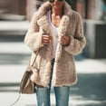 thumbnail image 1 of Idoravan Winter Coats for Women Plus Size Clearance Women Plus Size Winter Warm Loose Plush Hooded Jacket Coat, 1 of 7