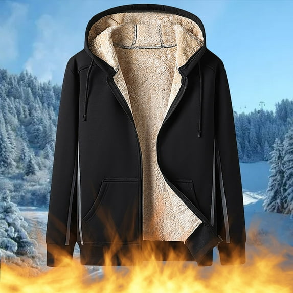 Idoravan Winter Coats for Women Plus Size Women's Casual Winter Warm Lined Zip Up Hooded Sweatshirt Jacket Coat Black XXXXL