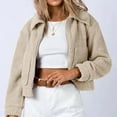 thumbnail image 1 of Idoravan Winter Coats for Women Plus Size Clearance Women's Solid Lamb Fleece Neck Zipper Casual Short Pocket Long Sleeve Coat, 1 of 5