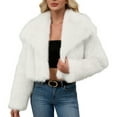 thumbnail image 1 of Idoravan Winter Faux Fur Coats for Women Plus Size Womens Ladies Warm Faux Furry Long Coat Jacket Winter Solid V-neck Outerwear White XXXL, 1 of 8