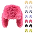 thumbnail image 1 of Idoravan Winter Hat Fur Hats with Warm Ear Flaps Winter Cycling Hat Women/Men Fall/Winter Solid Color Thicken Wool Hat Outdoor Cycling Fleeced Warm Knitted Hat Black, 1 of 3