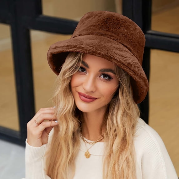 Idoravan Winter Hats for Women Clearance Women Ladies Winter Fisherman's Hat Cute and Warm Caps Hunting Fishing Hat Coffee