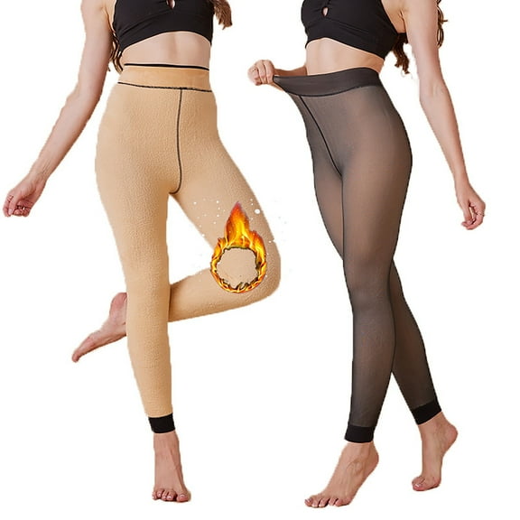 Idoravan Winter Leggings for Women Fleece Lined 200g Ladies Wearing Fake Flesh Through And Winter Through Oversized Leggings With Fleece Hickened Cropped Pants