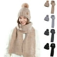 thumbnail image 1 of Idoravan Winter Scarf for Women Cold Weather Set A Two-piece Winter Knitted Woolen Women's Hat Set With Cold-proof And Warm Hats Scarves And Woolen Ear Protection Dark Gray, 1 of 2