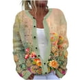 thumbnail image 1 of Idoravan Winter Sweaters for Women Cardigan Ladies' Casual Floral Printed Knitted Cardigan With Button Up Jacket And Top Multicolor L, 1 of 5
