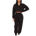 thumbnail image 1 of Idoravan Women'S Loose Casual Sports Zipper Sweatshirt Sweatpants Two-Piece Set Women Casual Color Clothes Sports Suit Long Sleeve Pants Two Piece Set Black, 1 of 9