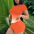 thumbnail image 1 of Idoravan Women Sets Clothing Clearance 2PC Women Casual Summer Sports Suit Round Neck Print Short Sleeve Shorts Set, 1 of 5