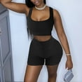 thumbnail image 1 of Idoravan Women Sets Clothing Clearance Fashion Women Two-Piece Round Neck Solid Sexy Sleeveless Tops and Short Pants Sets, 1 of 8