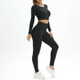 thumbnail image 1 of Idoravan Women Sets Clothing Ladies Seamless Hollow Yoga Long Sleeve Yoga Suit Sports Fitness Running Yoga Set, 1 of 6