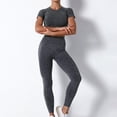 thumbnail image 1 of Idoravan Women Sets Clothing Clearance Ladies Seamless Hollow Yoga Short Sleeve Yoga Suit Sports Fitness Running Yoga Set, 1 of 8