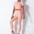 thumbnail image 1 of Idoravan Women Sets Clothing Ladies Seamless Hollow Yoga Short Sleeve Yoga Suit Sports Fitness Running Yoga Set, 1 of 6