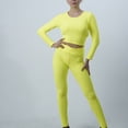 thumbnail image 1 of Idoravan Women Sets Clothing Women Casual Solid Peach Tight Hip Curling Yoga Suit Sports Fitness Yoga Suit Long Sleeve Round-Neck Sets, 1 of 7