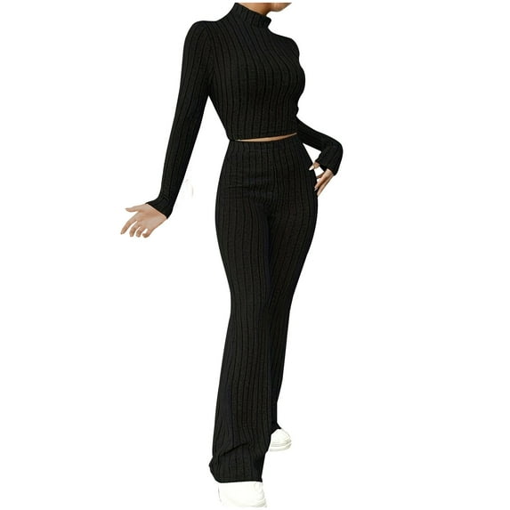 Idoravan Women Sets Clothing Womens Casual Fashion Sexy Pattern Print Long Sleeve Flash Cloth Tight Fitting Top Pants Set